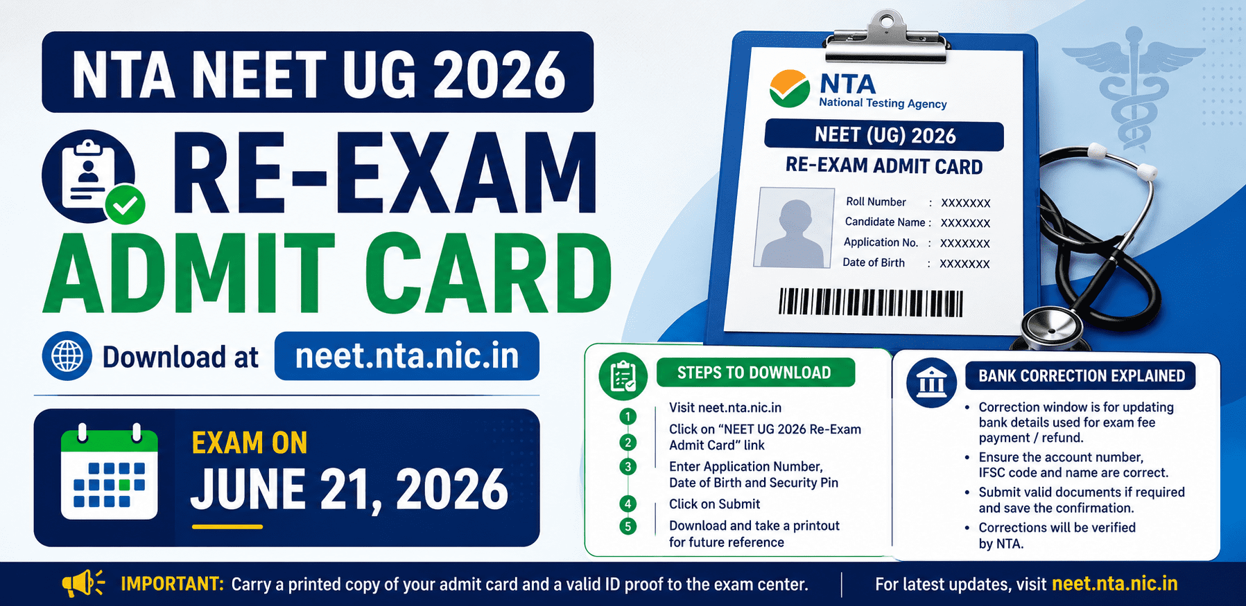 NTA NEET UG 2026 Admit Card – Download Hall Ticket at neet.nta.nic.in