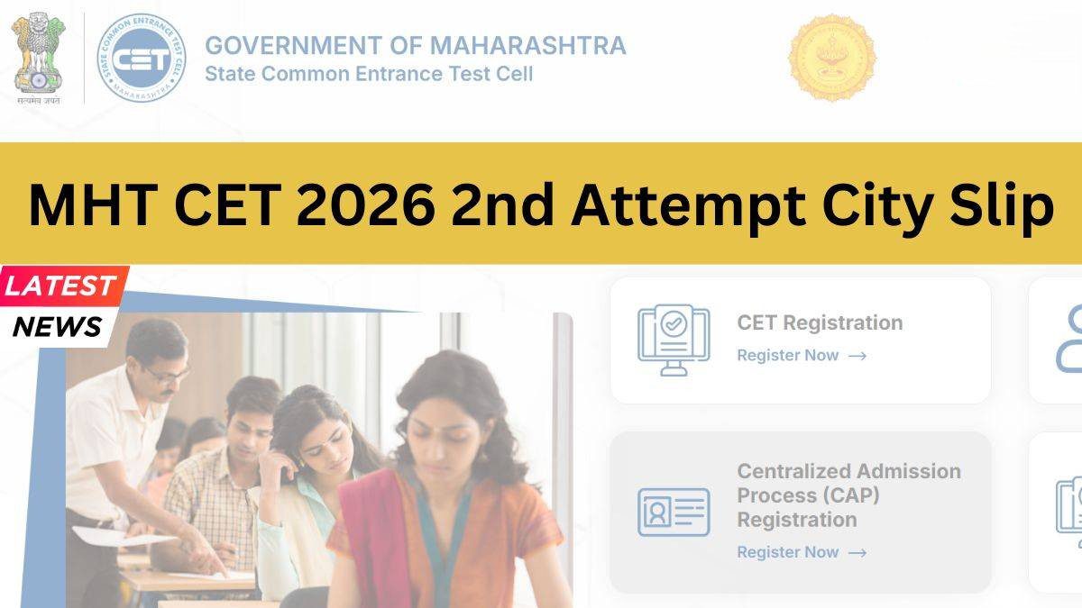 MHT CET 2026 PCM city slip released at cetcell.mahacet.org. Login with Email ID and Password → Get Hall Ticket. Final admit card May 8, 2026. PCM Session 2: May 12-21, 2026. 503 error fix and complete guide.