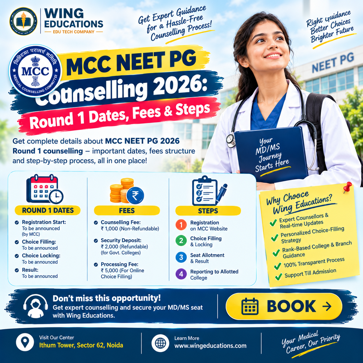 NEET PG Counselling 2026: MCC Round 1 Registration, Dates, Fees & Seat-Blocking Rules
